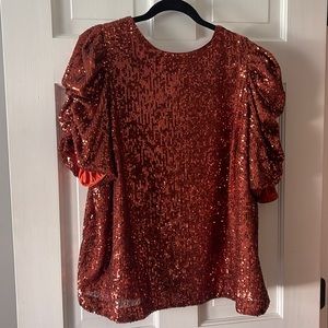 ANTHROPOLOGIE A+ short sleeve sequin blouse. NWT, size 18W